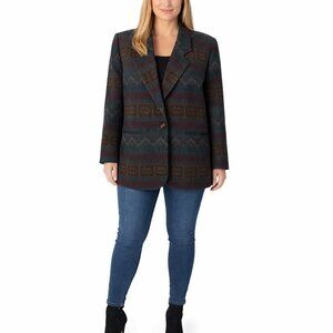 Vintage Braetan Womens Southwest Tribal Blazer Size Medium Green Burgundy Gold